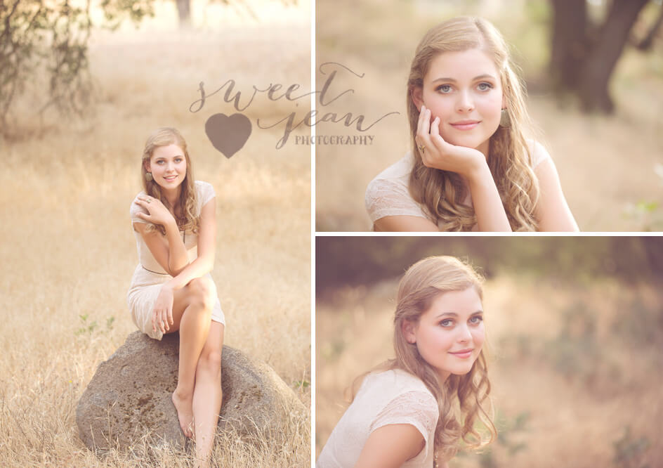 gorgeous senior portrait in golden field Roseville Senior Photographer