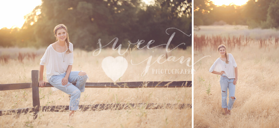 bohemian gypsy in a field Roseville Senior Photographer