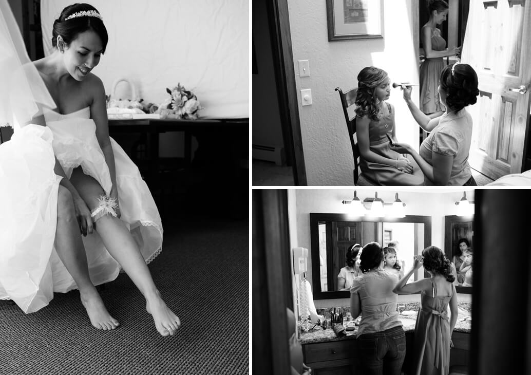 bride putting on garter