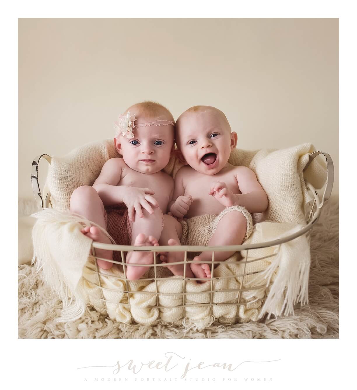 sweet twins in a basket