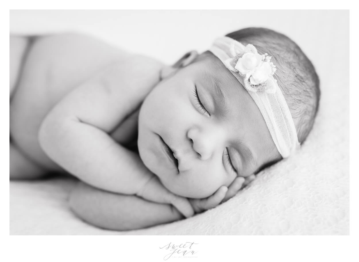 Black & White Newborn baby Girl Roseville Newborn Studio