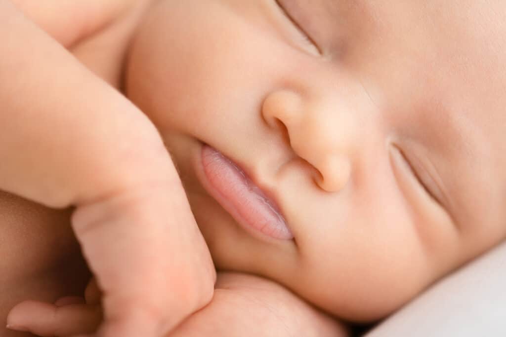 close up of newborn face